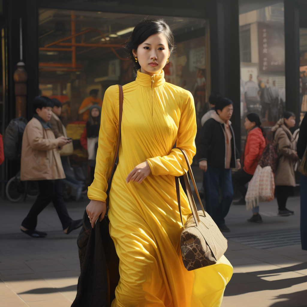 woman wearing yellow dress