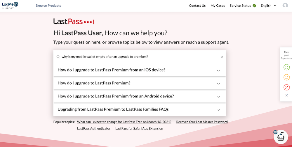 lastpass support status